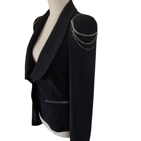 Cooper St Size 6 Black Blazer With Chain Detail Single Breasted Shawl Lapel - Picture 5 of 11